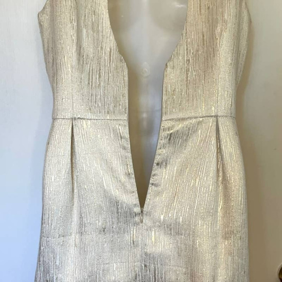 ANTHROPOLOGIE SANCTUARY GOLD SIMMERY DRESS KEYHOLE BACK SIZE SMALL - Picture 15 of 16
